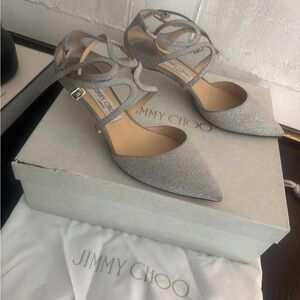 Jimmy Choo Silver Heels with Elegant Straps